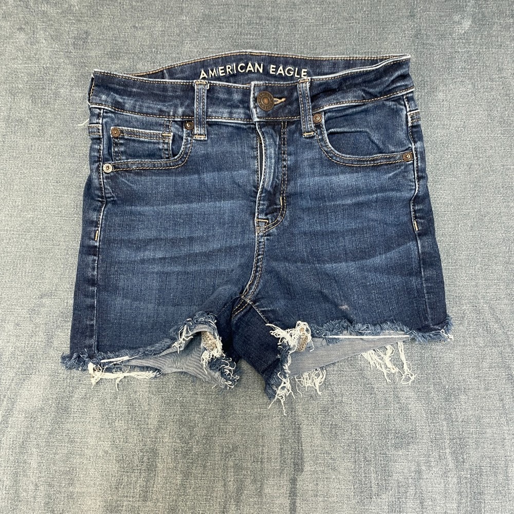 American Eagle Outfitters Next Level Stretch Cut Off Shorts Womens 26 Blue Denim